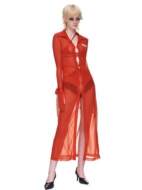 DIDU SSENSE exclusive Sheer Mesh Midi Dress Avant Garde Cyber Y2K Luxury Size S